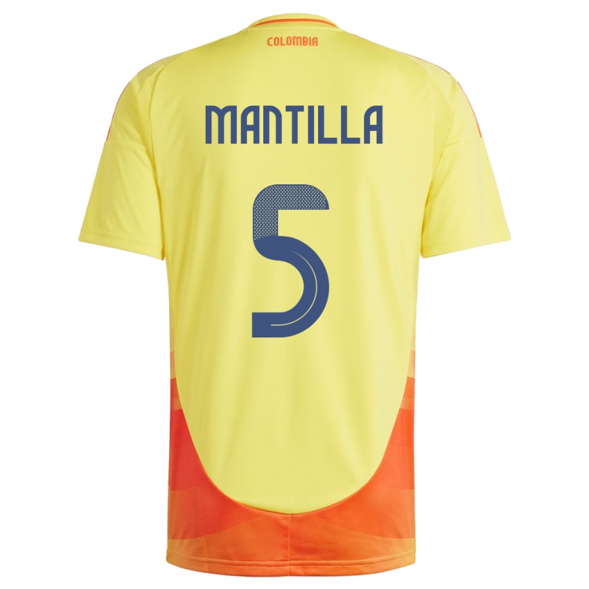 Kinderen Colombia Kevin Mantilla #5 Geel Thuisshirt Thuistenue 24-26 T-Shirt België