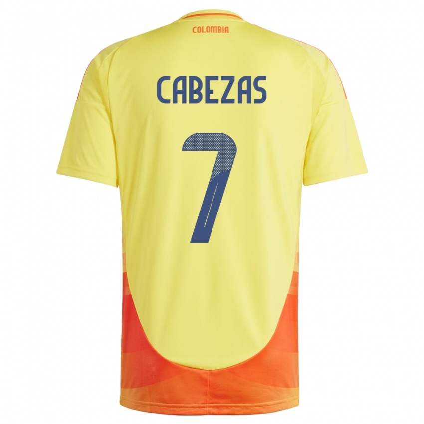 Kinder Kolumbien Jorge Cabezas #7 Gelb Heimtrikot Trikot 24-26 T-Shirt Belgien