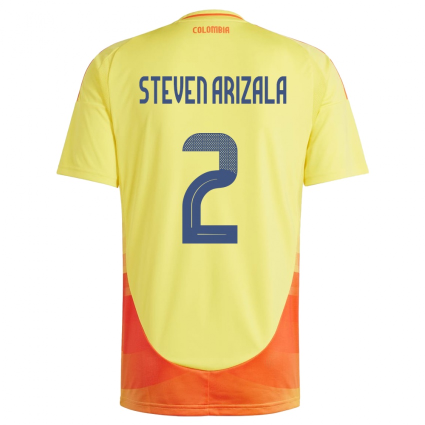 Kinder Kolumbien Elver Steven Arizala #2 Gelb Heimtrikot Trikot 24-26 T-Shirt Belgien