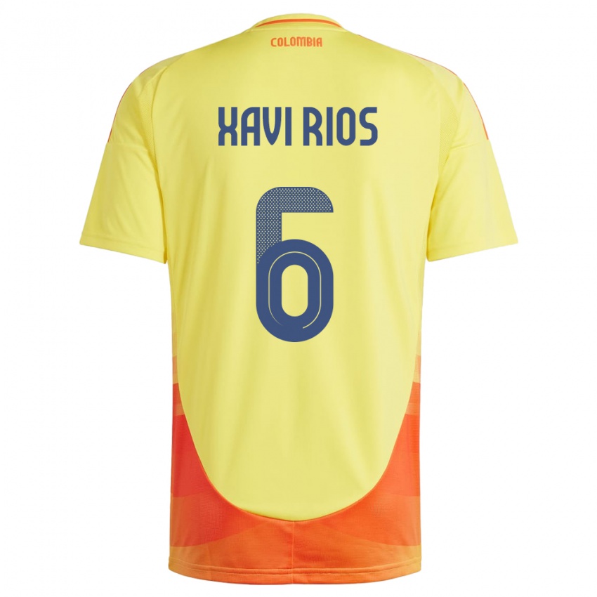 Kinder Kolumbien Xavi Ríos #6 Gelb Heimtrikot Trikot 24-26 T-Shirt Belgien