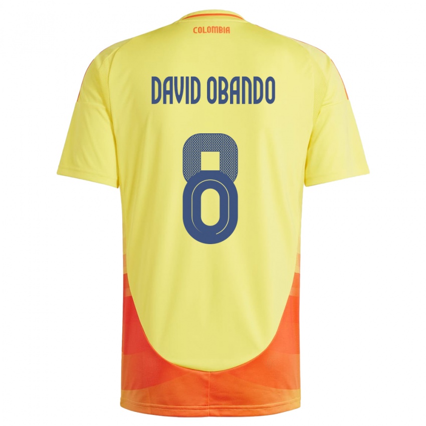 Kinder Kolumbien Juan David Obando #8 Gelb Heimtrikot Trikot 24-26 T-Shirt Belgien