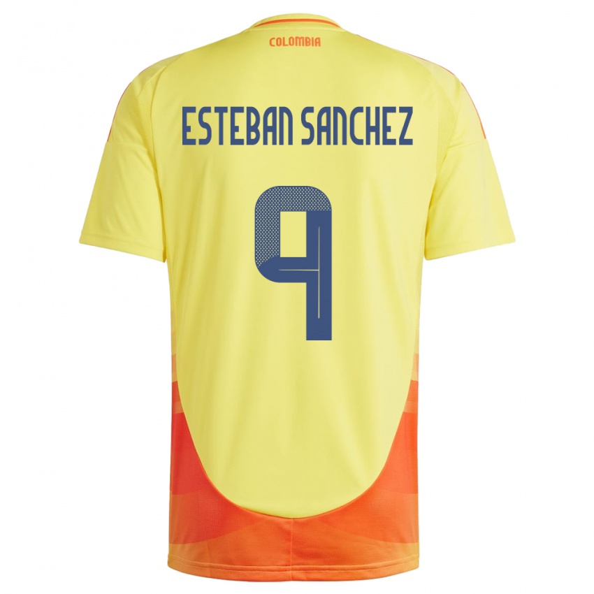 Kinderen Colombia Juan Esteban Sánchez #9 Geel Thuisshirt Thuistenue 24-26 T-Shirt België