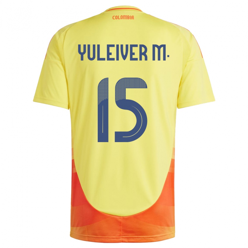 Kinder Kolumbien Yuleiver Mosquera #15 Gelb Heimtrikot Trikot 24-26 T-Shirt Belgien