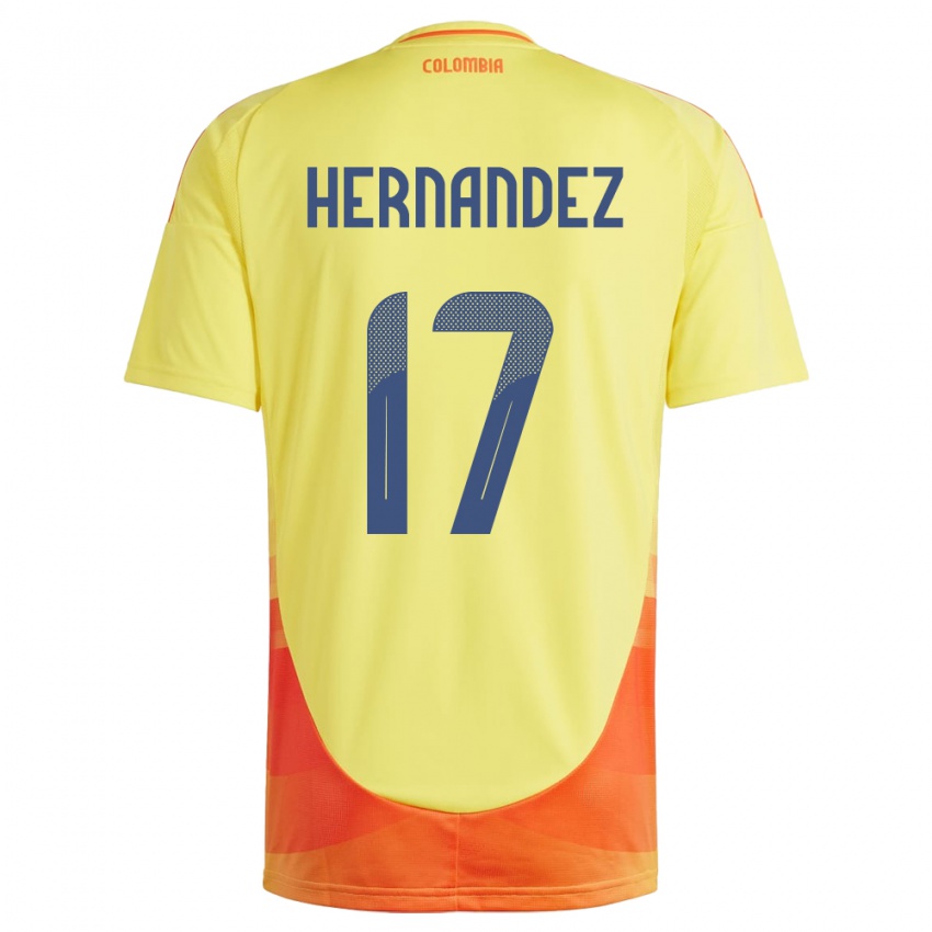 Kinder Kolumbien Jhoan Hernández #17 Gelb Heimtrikot Trikot 24-26 T-Shirt Belgien