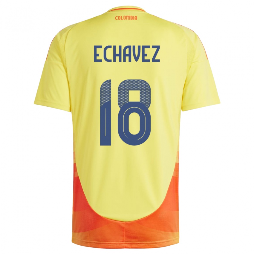 Kinder Kolumbien Jhon Echavez #18 Gelb Heimtrikot Trikot 24-26 T-Shirt Belgien