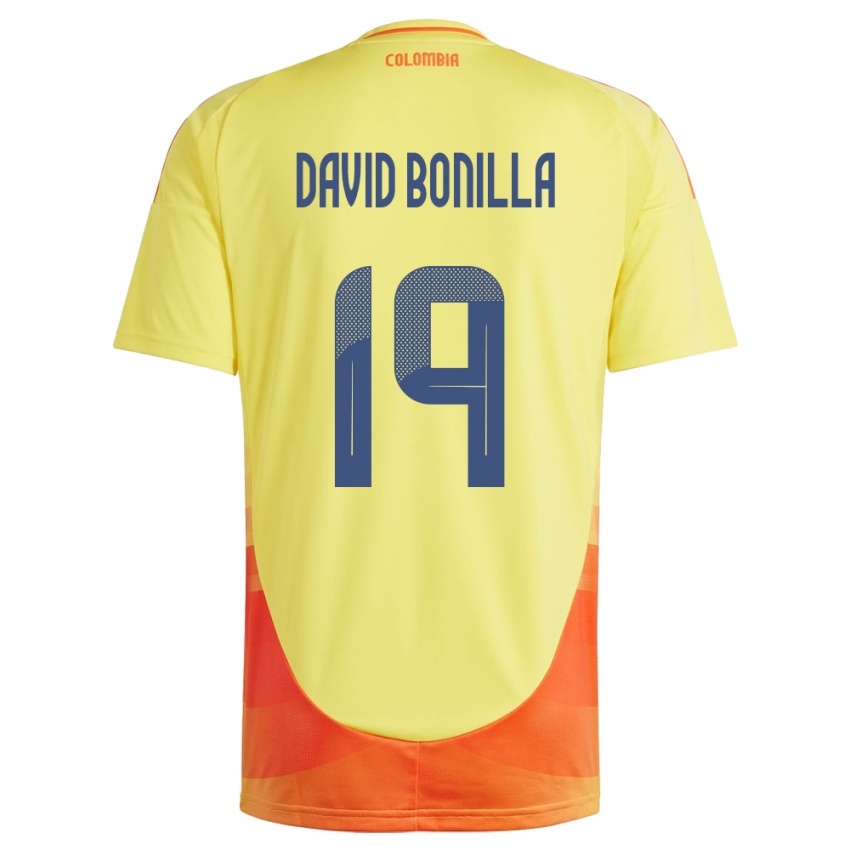 Kinderen Colombia Juan David Bonilla #19 Geel Thuisshirt Thuistenue 24-26 T-Shirt België