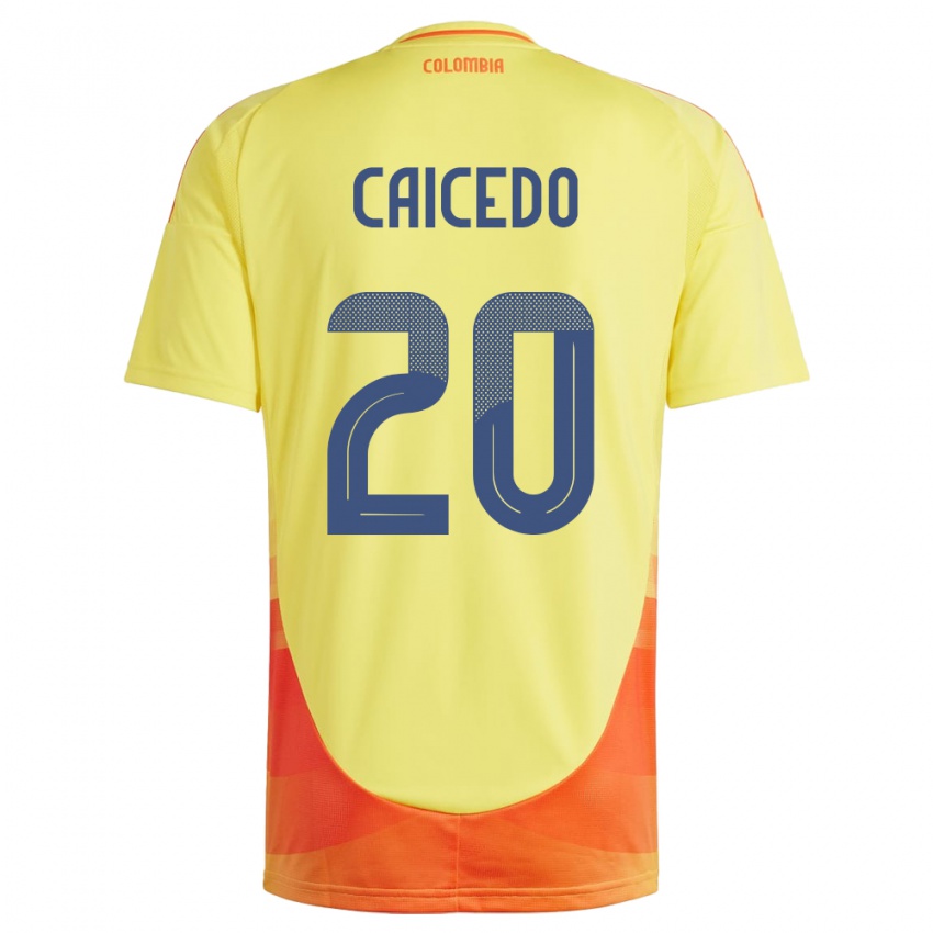 Kinder Kolumbien Brayan Caicedo #20 Gelb Heimtrikot Trikot 24-26 T-Shirt Belgien