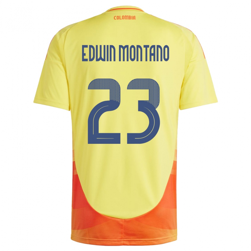 Kinder Kolumbien John Edwin Montaño #23 Gelb Heimtrikot Trikot 24-26 T-Shirt Belgien