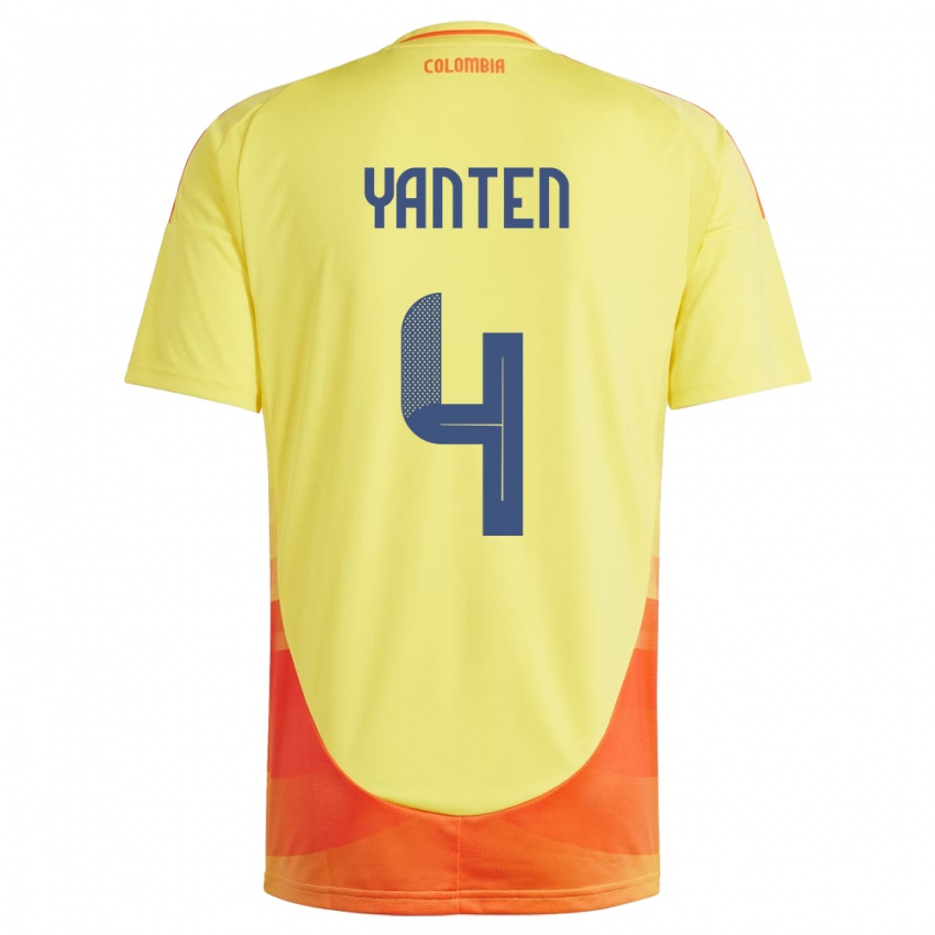 Kinder Kolumbien Fabiana Yantén #4 Gelb Heimtrikot Trikot 24-26 T-Shirt Belgien