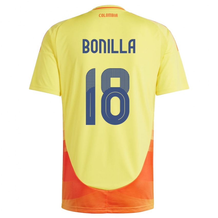 Kinder Kolumbien Wendy Bonilla #18 Gelb Heimtrikot Trikot 24-26 T-Shirt Belgien