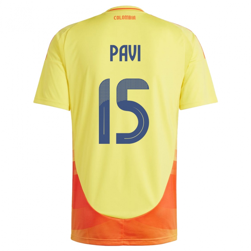 Kinderen Colombia Manuela Paví #15 Geel Thuisshirt Thuistenue 24-26 T-Shirt België