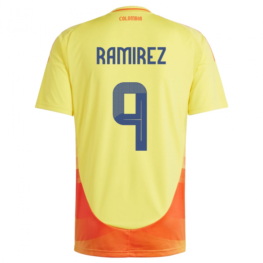 Kinderen Colombia Mayra Ramírez #9 Geel Thuisshirt Thuistenue 24-26 T-Shirt België