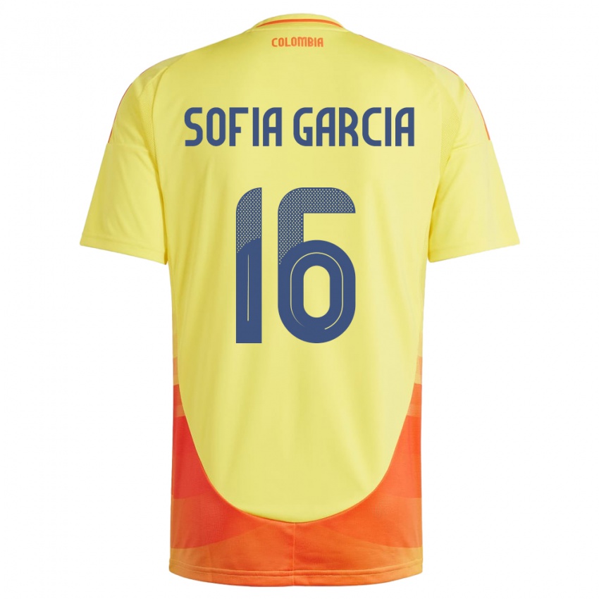 Kinderen Colombia Sofía García #16 Geel Thuisshirt Thuistenue 24-26 T-Shirt België