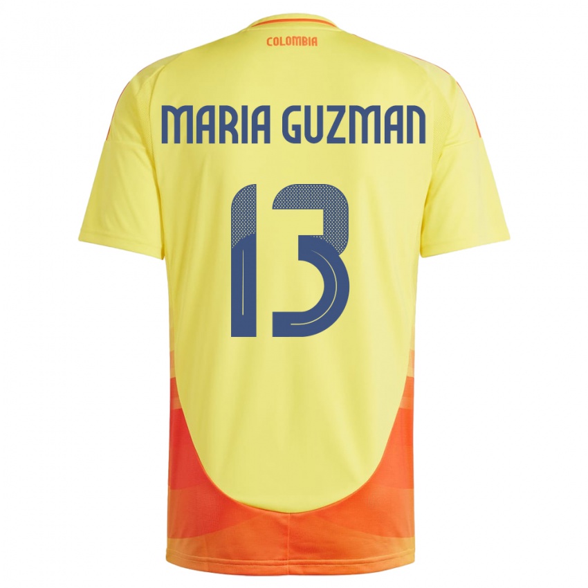 Kinderen Colombia Ana María Guzmán #13 Geel Thuisshirt Thuistenue 24-26 T-Shirt België