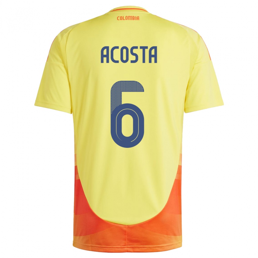 Kinderen Colombia Viviana Acosta #6 Geel Thuisshirt Thuistenue 24-26 T-Shirt België