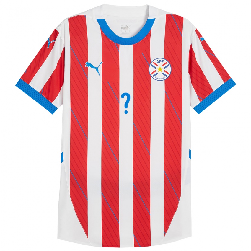 Kinderen Paraguay Orlando Colmán #0 Wit Rood Thuisshirt Thuistenue 24-26 T-Shirt België