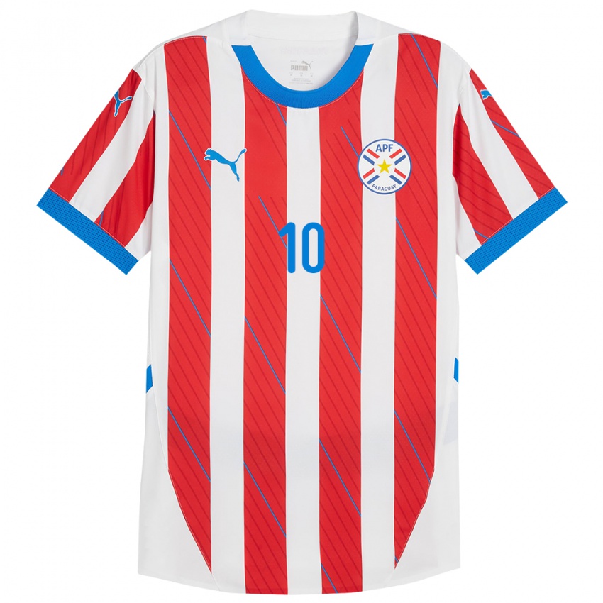 Kinderen Paraguay Matías Segovia #10 Wit Rood Thuisshirt Thuistenue 24-26 T-Shirt België