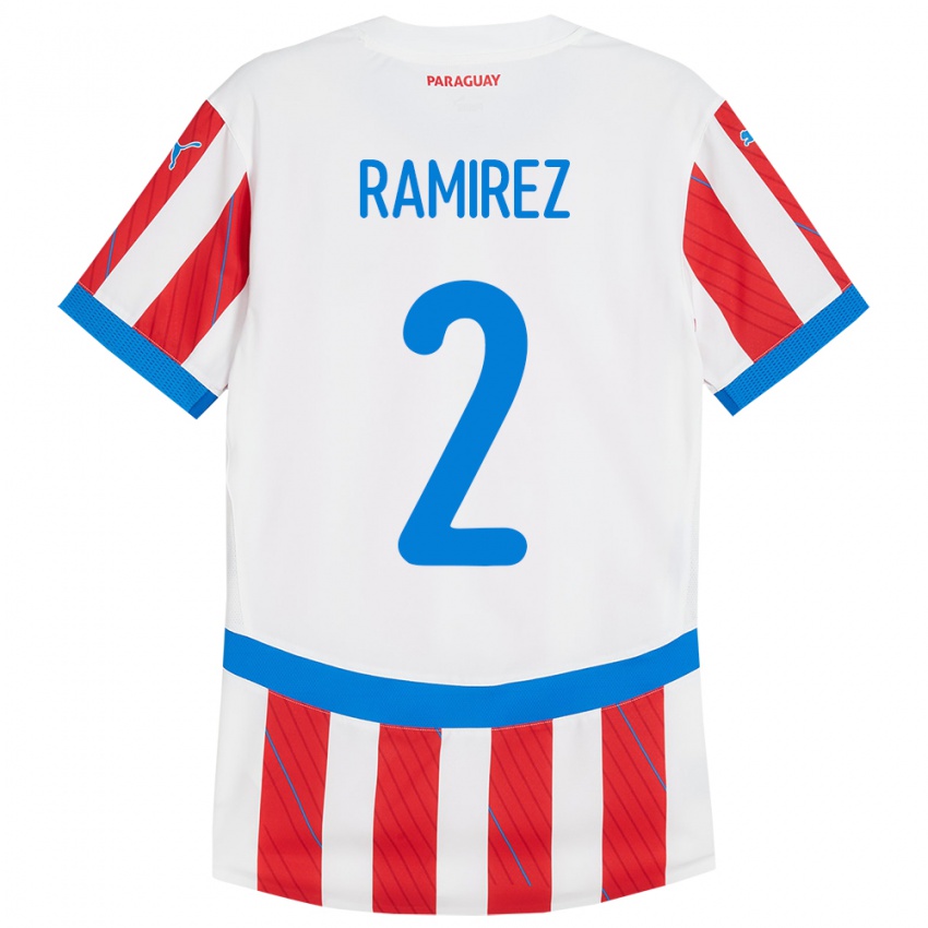 Kinder Paraguay Iván Ramírez #2 Weiß Rot Heimtrikot Trikot 24-26 T-Shirt Belgien