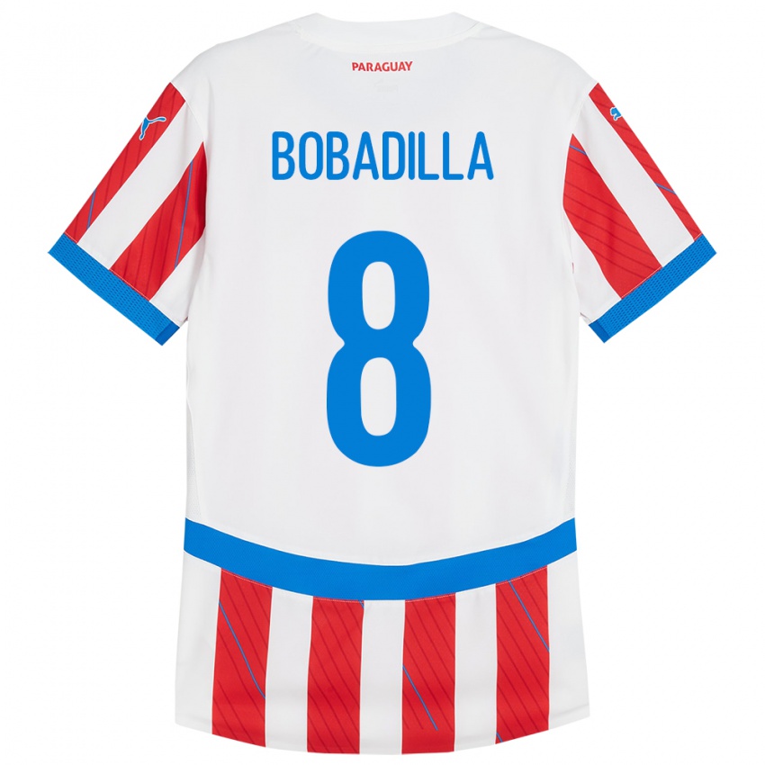 Kinderen Paraguay Damián Bobadilla #8 Wit Rood Thuisshirt Thuistenue 24-26 T-Shirt België