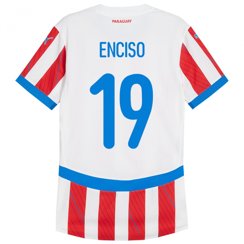 Kinderen Paraguay Julio Enciso #19 Wit Rood Thuisshirt Thuistenue 24-26 T-Shirt België