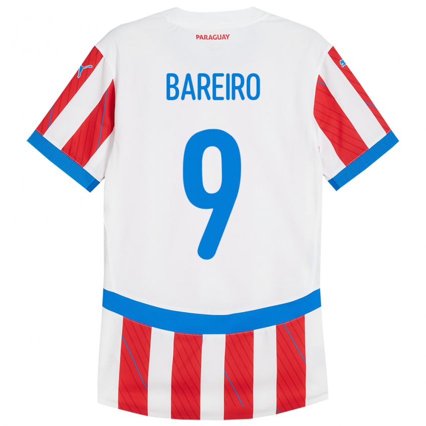 Kinderen Paraguay Adam Bareiro #9 Wit Rood Thuisshirt Thuistenue 24-26 T-Shirt België