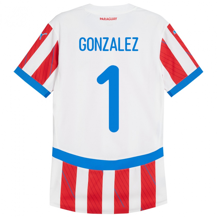 Kinderen Paraguay Ángel González #1 Wit Rood Thuisshirt Thuistenue 24-26 T-Shirt België