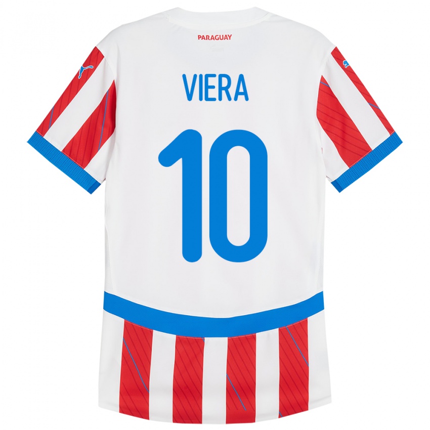 Kinder Paraguay Wílder Viera #10 Weiß Rot Heimtrikot Trikot 24-26 T-Shirt Belgien