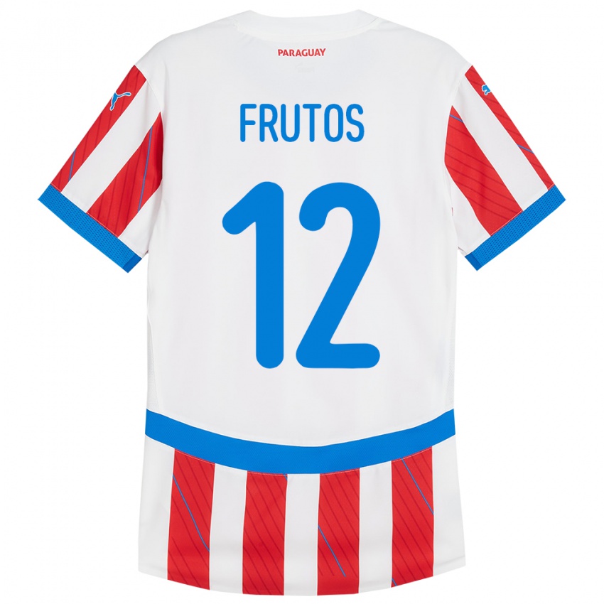 Kinderen Paraguay Rodrigo Frutos #12 Wit Rood Thuisshirt Thuistenue 24-26 T-Shirt België