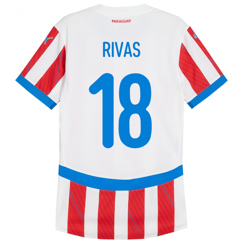 Kinderen Paraguay Daniel Rivas #18 Wit Rood Thuisshirt Thuistenue 24-26 T-Shirt België