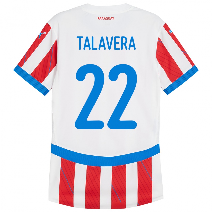 Kinderen Paraguay Javier Talavera #22 Wit Rood Thuisshirt Thuistenue 24-26 T-Shirt België