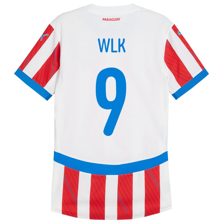 Kinder Paraguay Allan Wlk #9 Weiß Rot Heimtrikot Trikot 24-26 T-Shirt Belgien