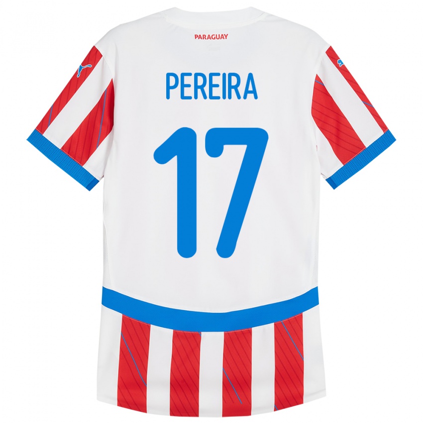 Kinder Paraguay Kevin Pereira #17 Weiß Rot Heimtrikot Trikot 24-26 T-Shirt Belgien