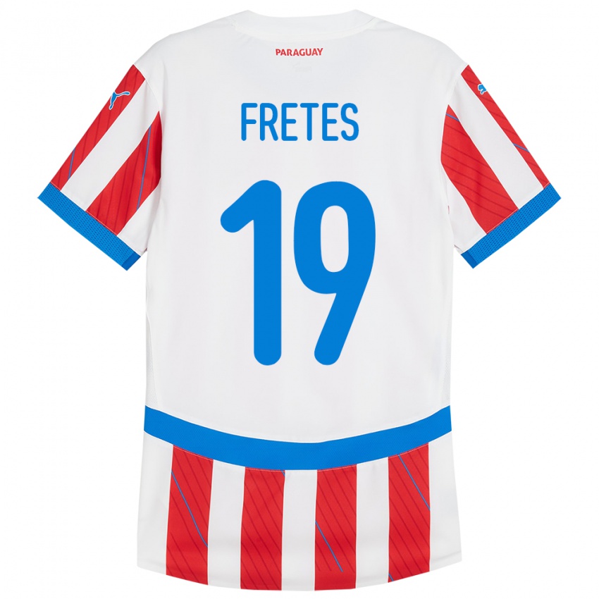 Kinder Paraguay Alexis Fretes #19 Weiß Rot Heimtrikot Trikot 24-26 T-Shirt Belgien