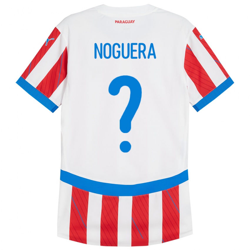 Kinderen Paraguay Junior Noguera #0 Wit Rood Thuisshirt Thuistenue 24-26 T-Shirt België