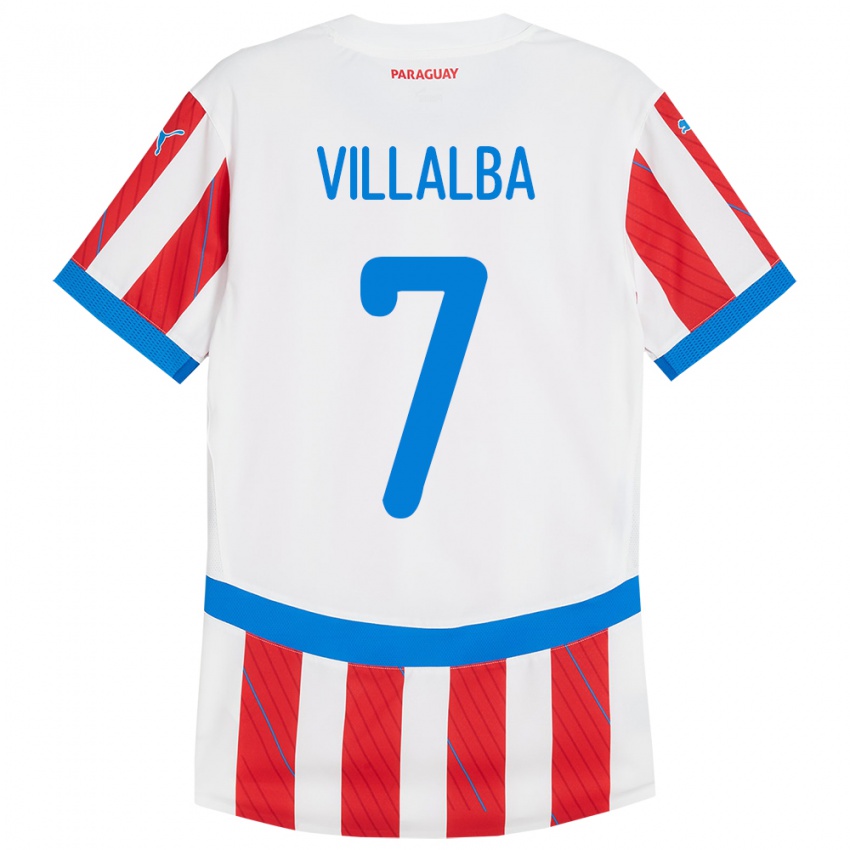 Kinder Paraguay Rodrigo Villalba #7 Weiß Rot Heimtrikot Trikot 24-26 T-Shirt Belgien