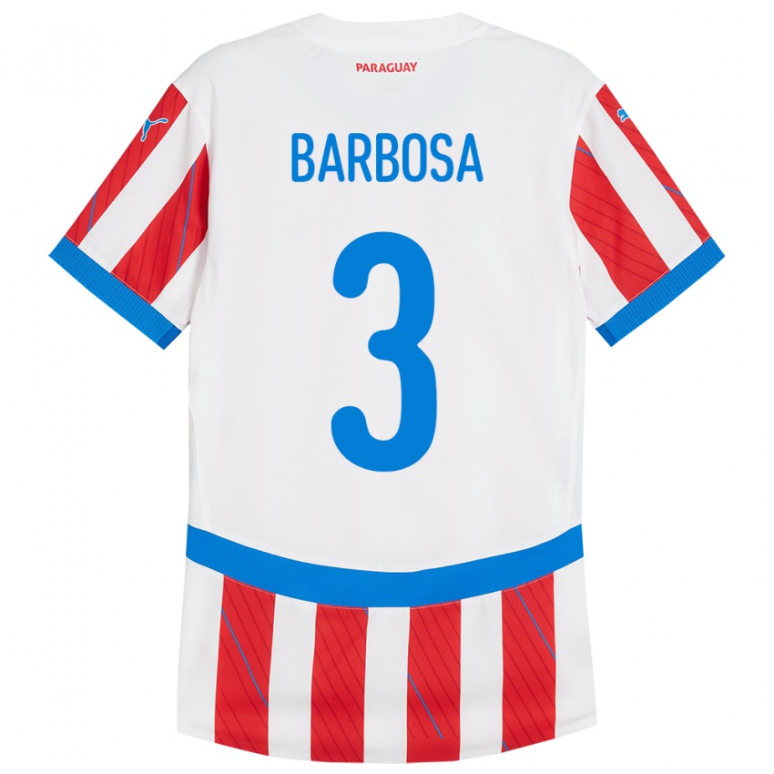 Kinderen Paraguay Camila Barbosa #3 Wit Rood Thuisshirt Thuistenue 24-26 T-Shirt België