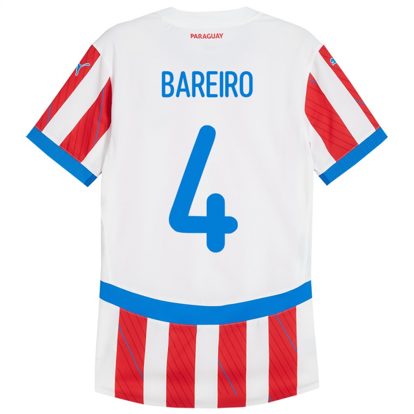 Kinderen Paraguay Daysy Bareiro #4 Wit Rood Thuisshirt Thuistenue 24-26 T-Shirt België