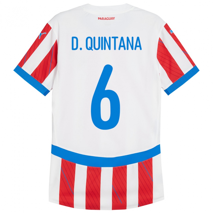 Kinderen Paraguay Dulce Quintana #6 Wit Rood Thuisshirt Thuistenue 24-26 T-Shirt België