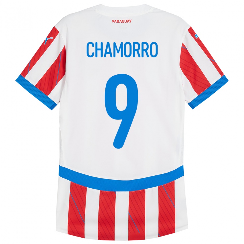 Kinder Paraguay Lice Chamorro #9 Weiß Rot Heimtrikot Trikot 24-26 T-Shirt Belgien