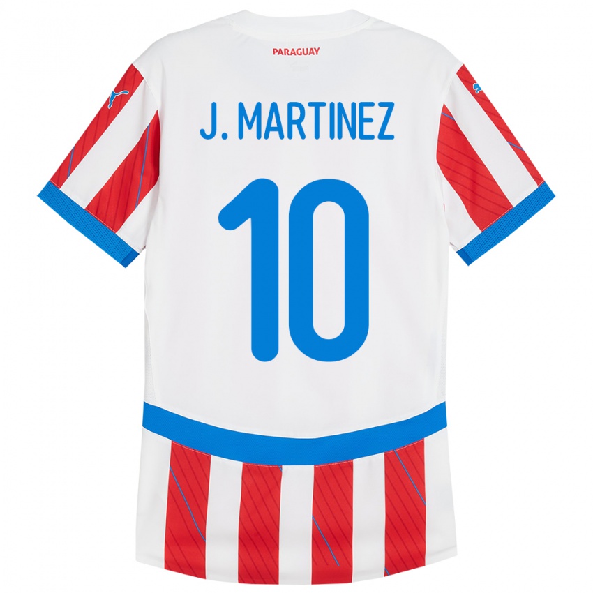 Kinder Paraguay Jessica Martínez #10 Weiß Rot Heimtrikot Trikot 24-26 T-Shirt Belgien