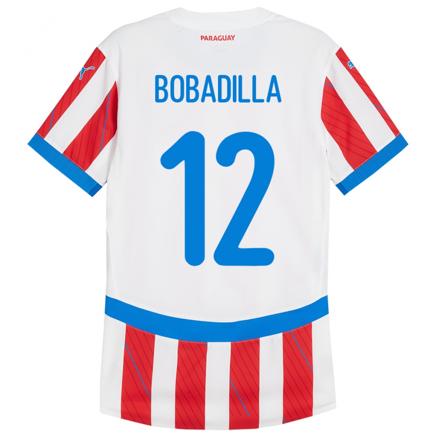 Kinder Paraguay Alicia Bobadilla #12 Weiß Rot Heimtrikot Trikot 24-26 T-Shirt Belgien