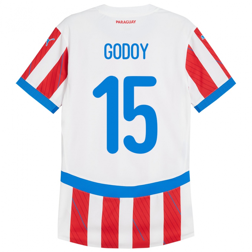 Kinder Paraguay Fanny Godoy #15 Weiß Rot Heimtrikot Trikot 24-26 T-Shirt Belgien