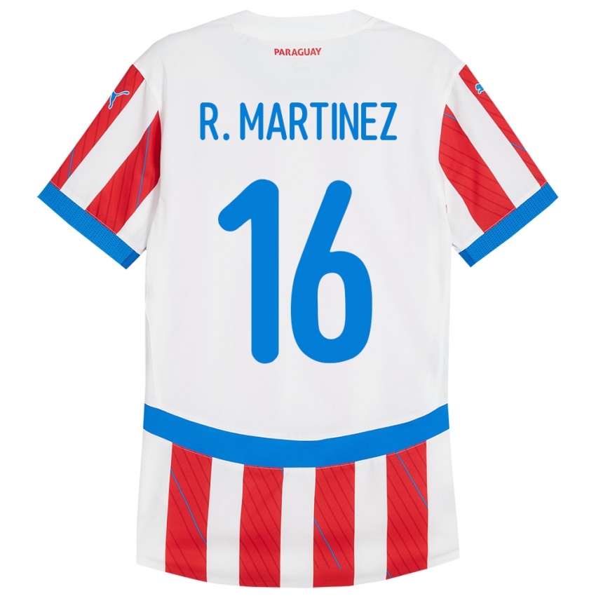 Kinderen Paraguay Ramona Martínez #16 Wit Rood Thuisshirt Thuistenue 24-26 T-Shirt België