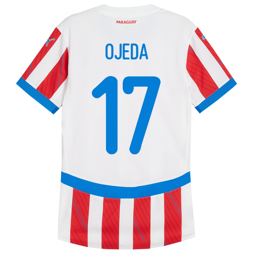 Kinder Paraguay Deisy Ojeda #17 Weiß Rot Heimtrikot Trikot 24-26 T-Shirt Belgien