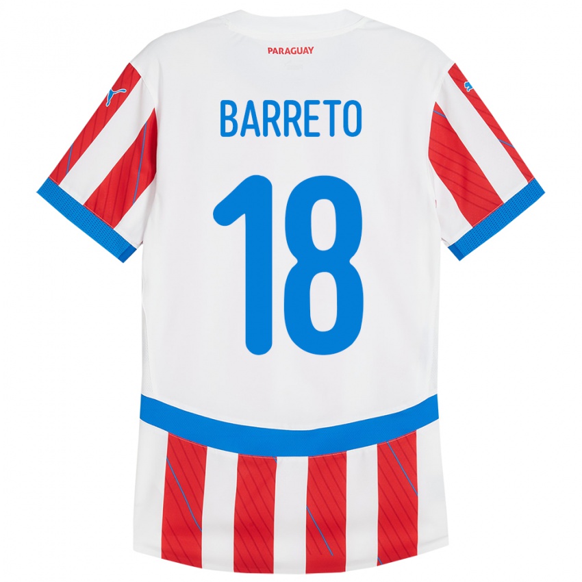 Kinder Paraguay Liz Barreto #18 Weiß Rot Heimtrikot Trikot 24-26 T-Shirt Belgien