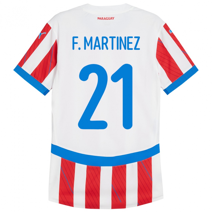 Kinderen Paraguay Fiorela Martínez #21 Wit Rood Thuisshirt Thuistenue 24-26 T-Shirt België