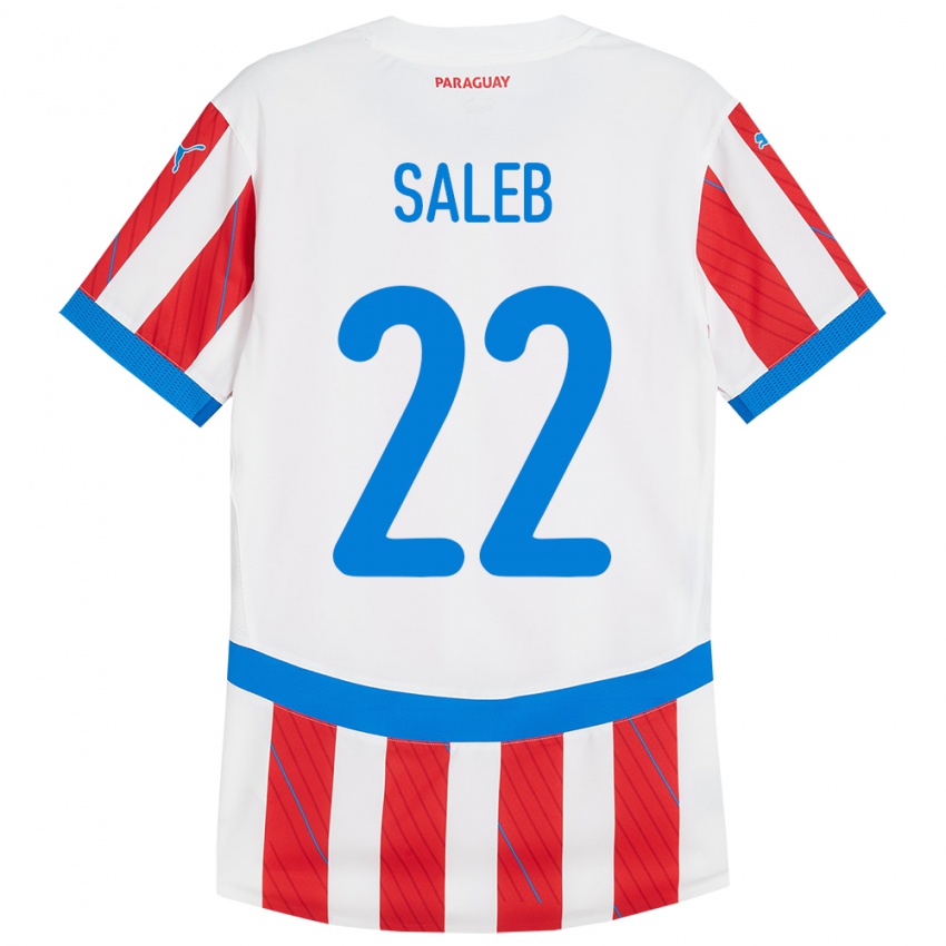 Kinder Paraguay Gloria Saleb #22 Weiß Rot Heimtrikot Trikot 24-26 T-Shirt Belgien