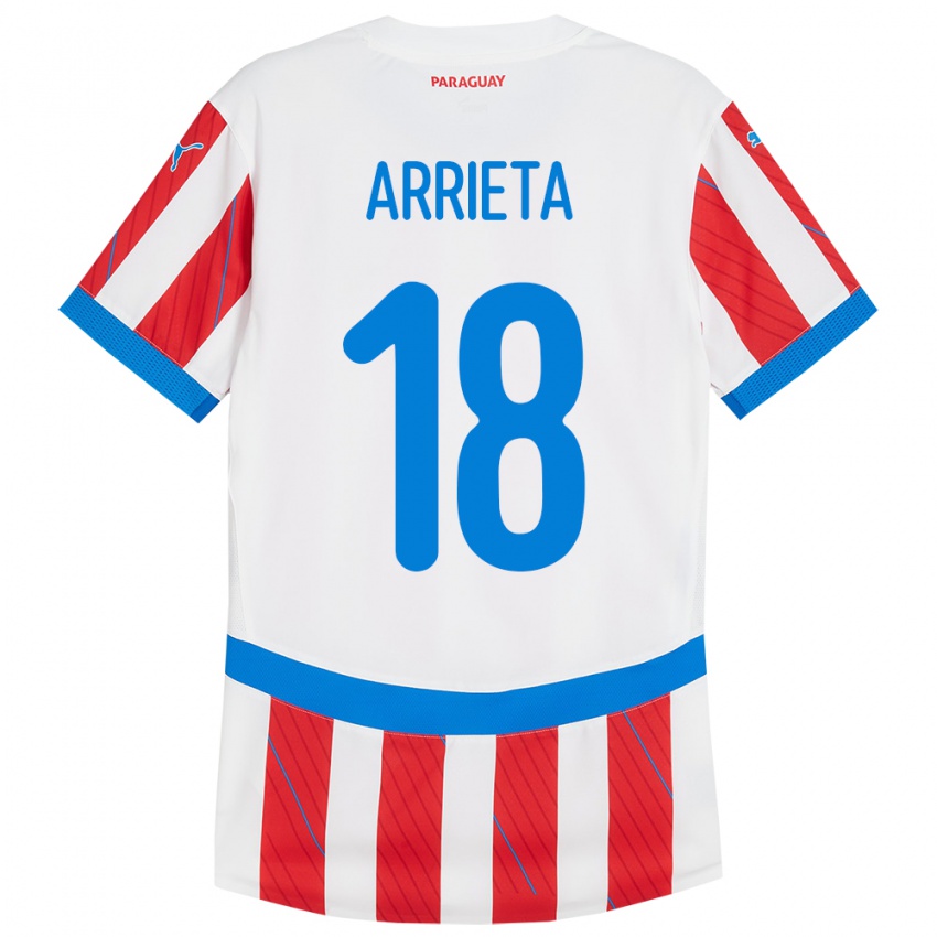 Kinderen Paraguay Camila Arrieta #18 Wit Rood Thuisshirt Thuistenue 24-26 T-Shirt België