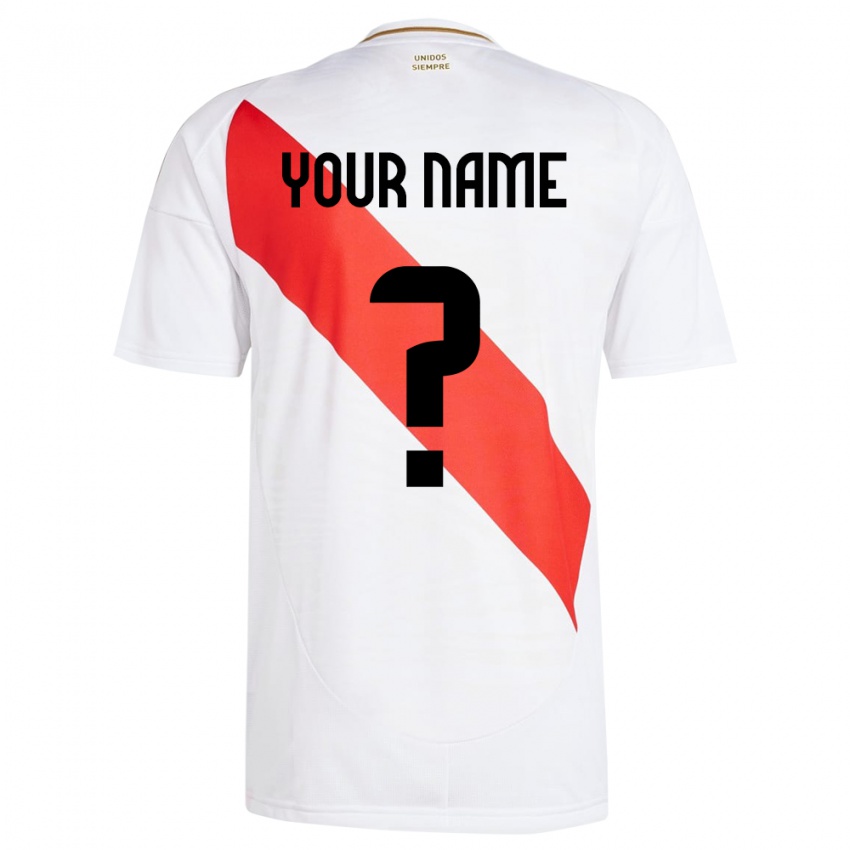 Kinderen Peru Uw Naam #0 Wit Thuisshirt Thuistenue 24-26 T-Shirt België