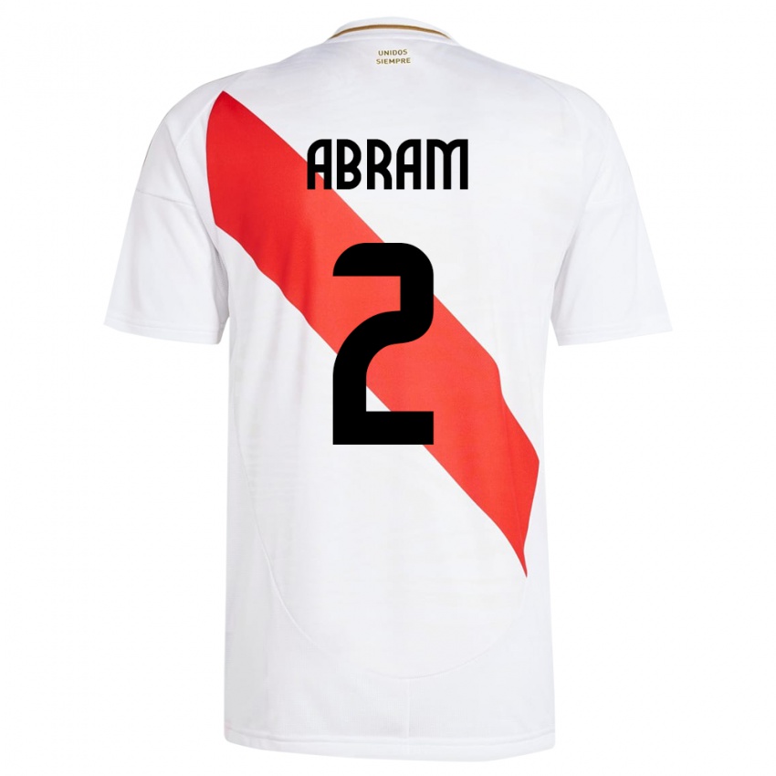 Kinder Peru Luis Abram #2 Weiß Heimtrikot Trikot 24-26 T-Shirt Belgien